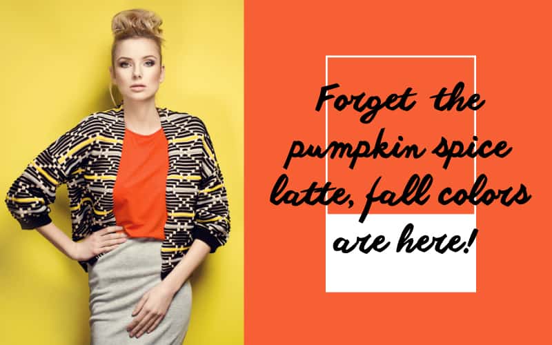 A woman is dressed in fall colors